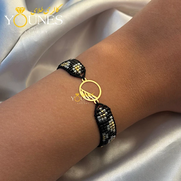 دستبند میوکی برگ لیزری طلا